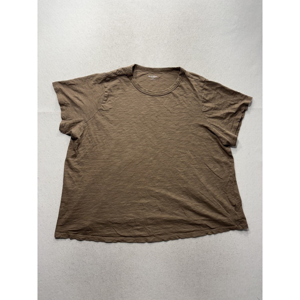 Old Navy Everywear Shirt Womens 2X Plus Brown Crew Neck Short Sleeve Tee Casual